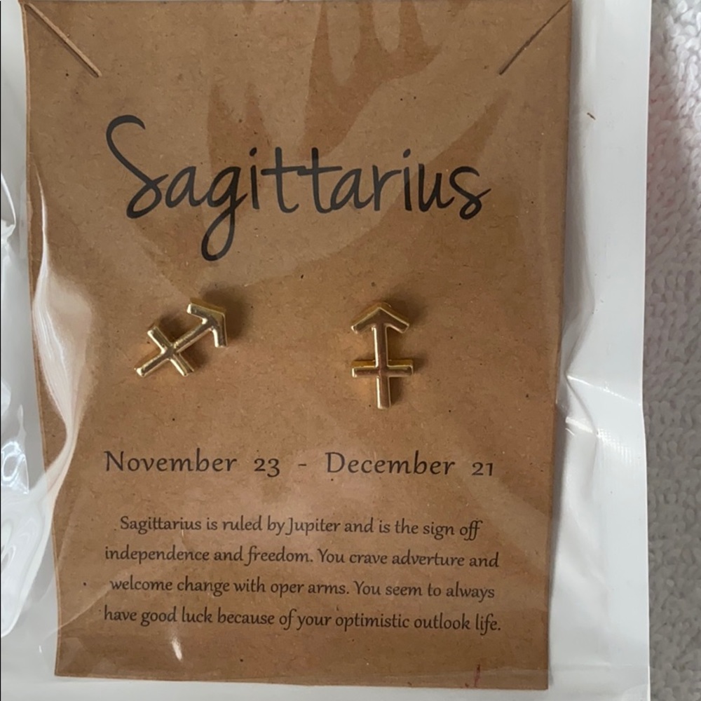 Golden Sagittarius Astrology Earrings